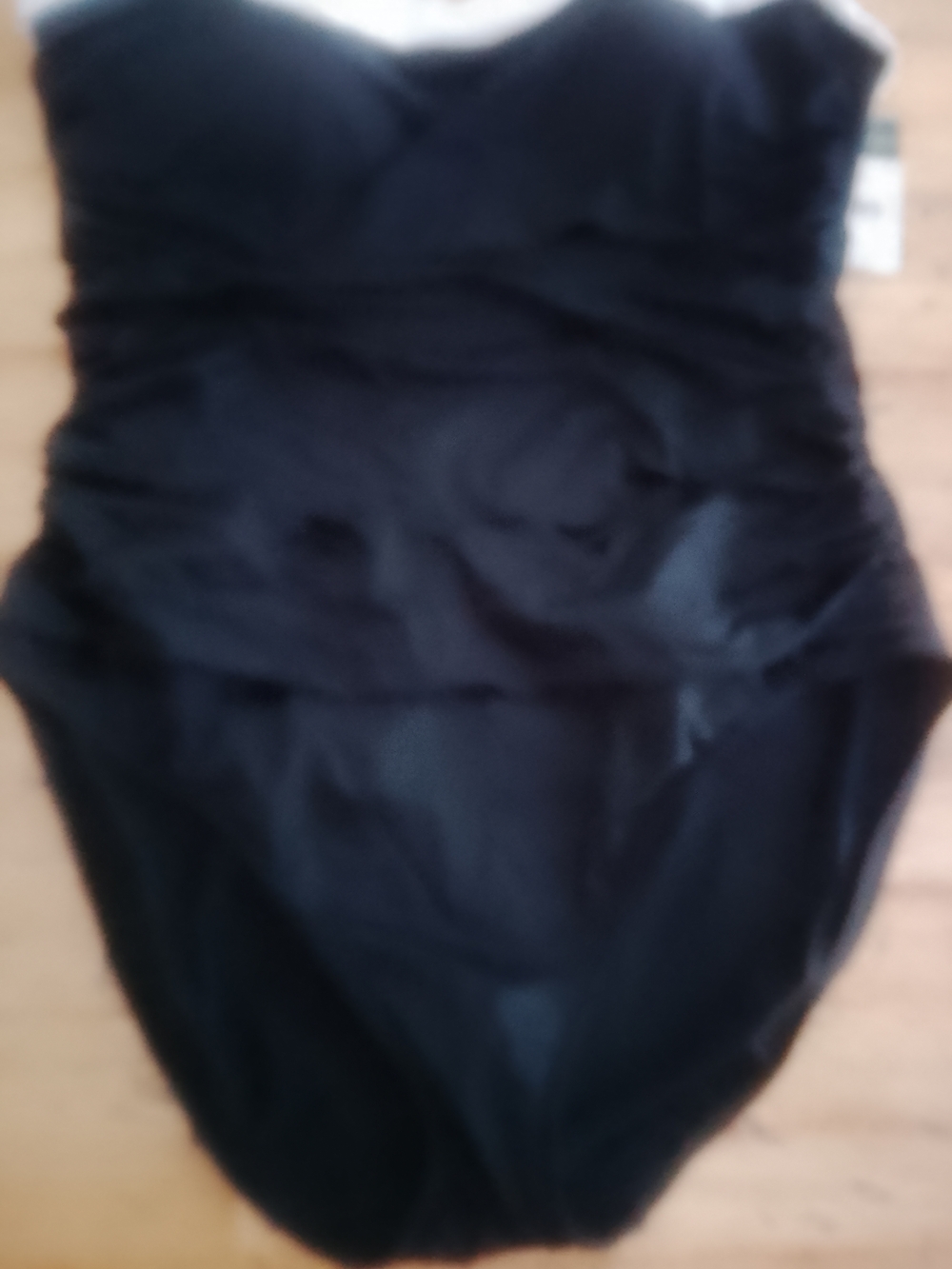 NWT Lauren Ralph Lauren Black ONE piece Bathing Suit w/ Green Logo Tag Sz 14 - Picture 3 of 6